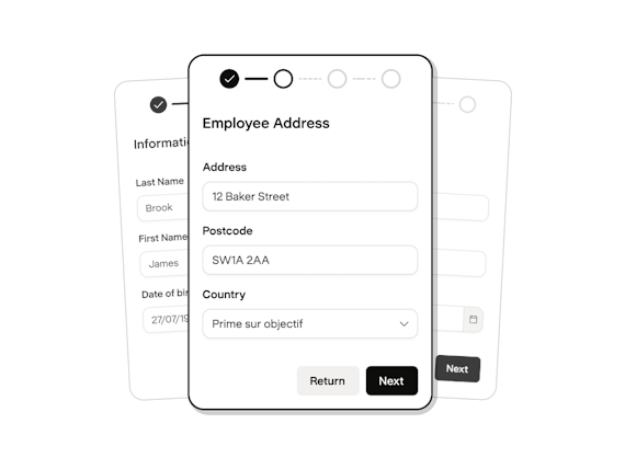 An employee completing their address details in Payfit