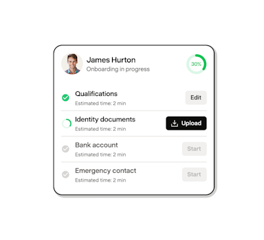 Onboarding progress for a new starter in Payfit