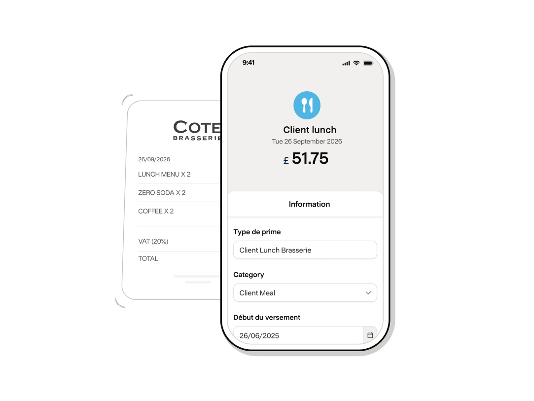 Scanning a restaurant receipt on a phone in Payfit