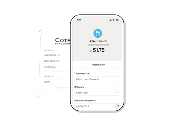 Scanning a restaurant receipt on a phone in Payfit