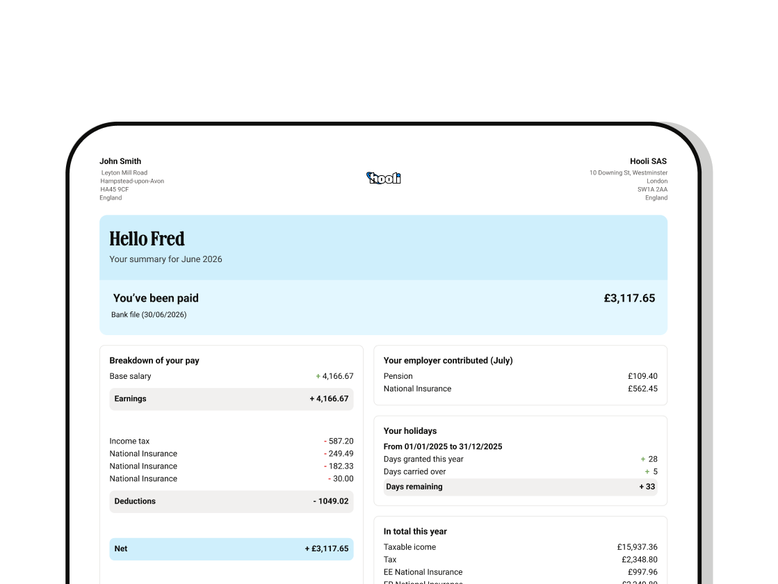 An employee payslip showing a reimbursed expense