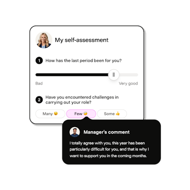 An employee self-assessment with a manager comment in Payfit