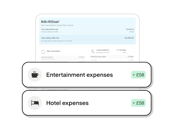 Entertainment and hotel expenses added to a payslip in Payfit