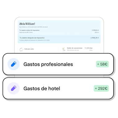 Gastos profesionales y de hotel reflejados en una nómina de Payfit