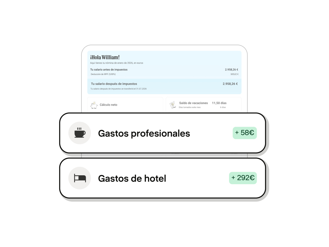Gastos profesionales y de hotel sincronizados con la nómina
