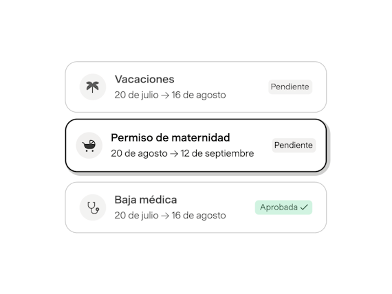 Solicitudes de vacaciones, permiso de maternidad y baja médica en Payfit