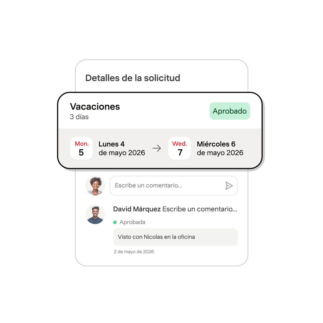 Detalles de una solicitud de vacaciones aprobada en Payfit