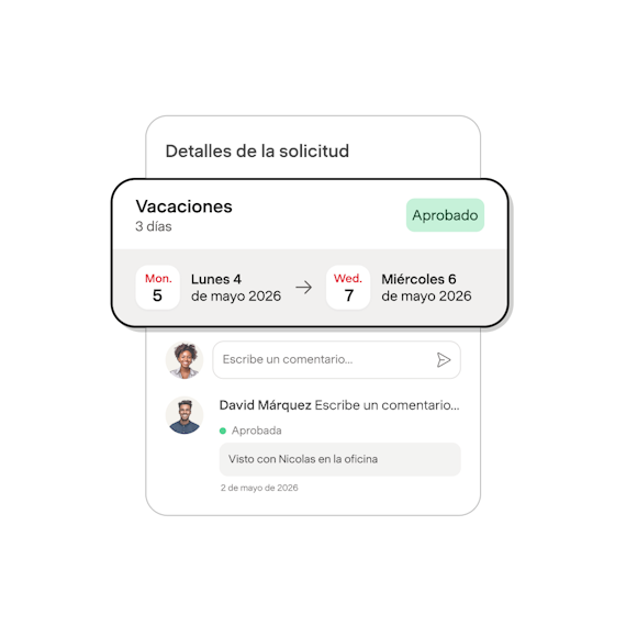 Detalles de una solicitud de vacaciones aprobada en Payfit