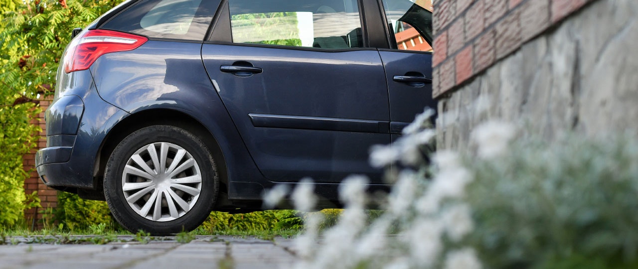 Illegally parked cars on a private property