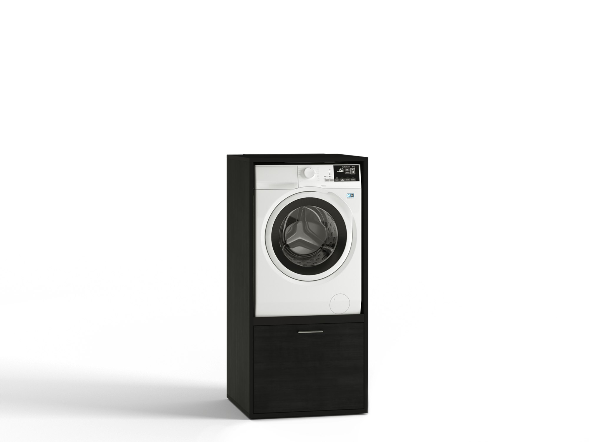 Waschmaschinenschrank Eiche-Optik schwarze