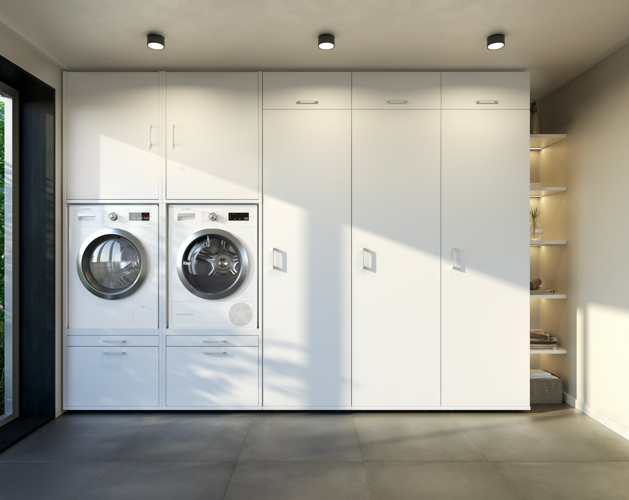 Lavadora y secadora en columna  Armario de lavandería, Lavadora y secadora,  Mueble para lavadora