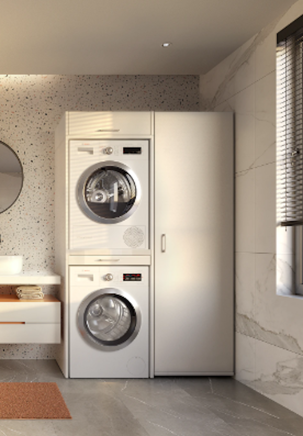 Secadora encima de la lavadora 67 (Ancho) x 185 cm (Alto)