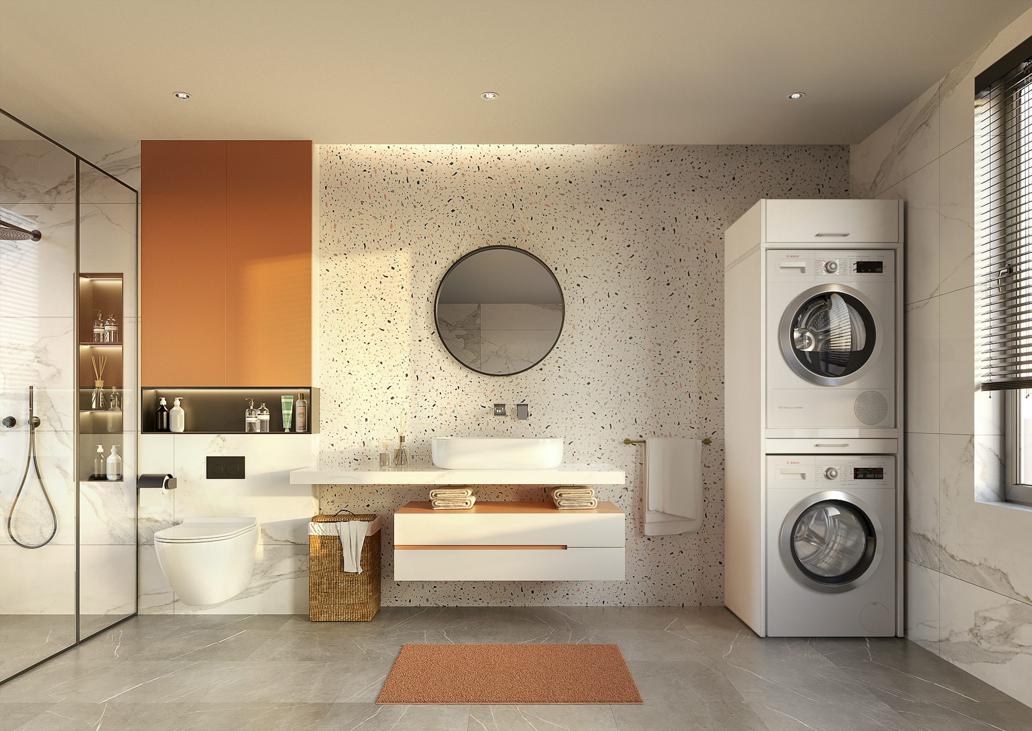 Met deze kast indeling voor een washok of wasruimte creeer je een ideale wasplaats voor je badkamer. Combineer het wasmeubel met de wasmachine kast en creeer een samenhangende uitstraling