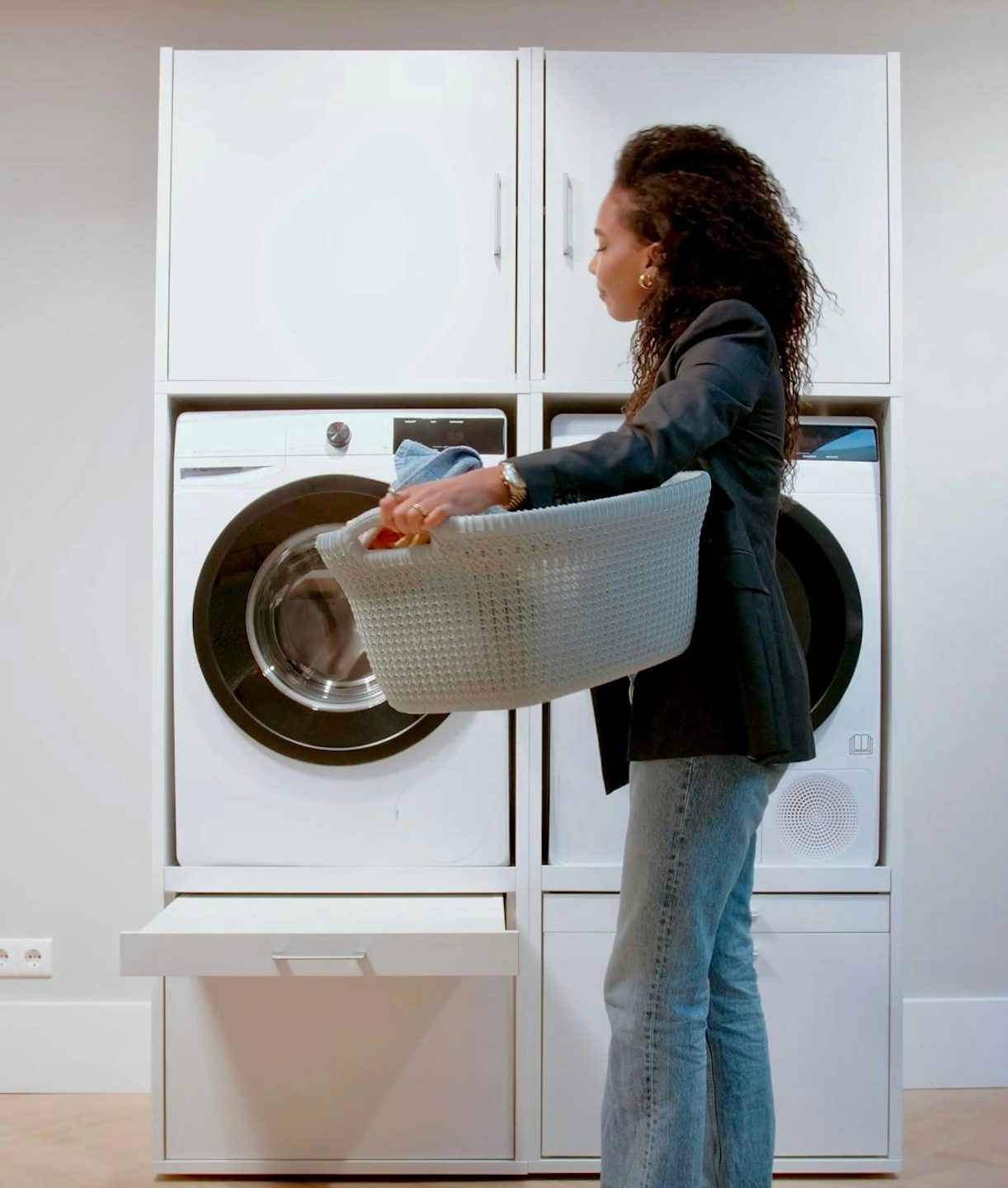 Waschturm gibt Ideen für Waschküchen für Waschmaschine und Trockner nebeneinander