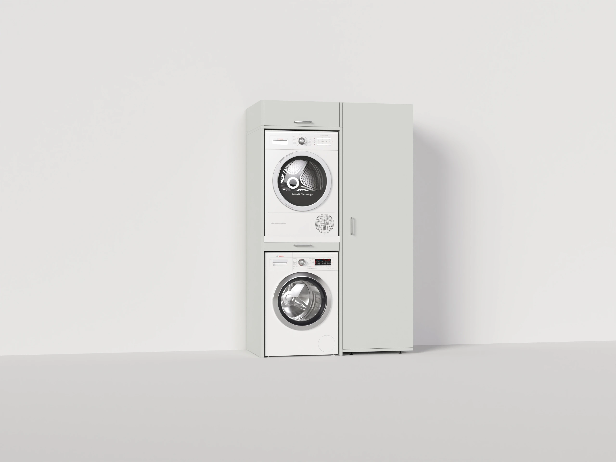 Cabinet for stacking washing machine and dryer in stone grey look ...