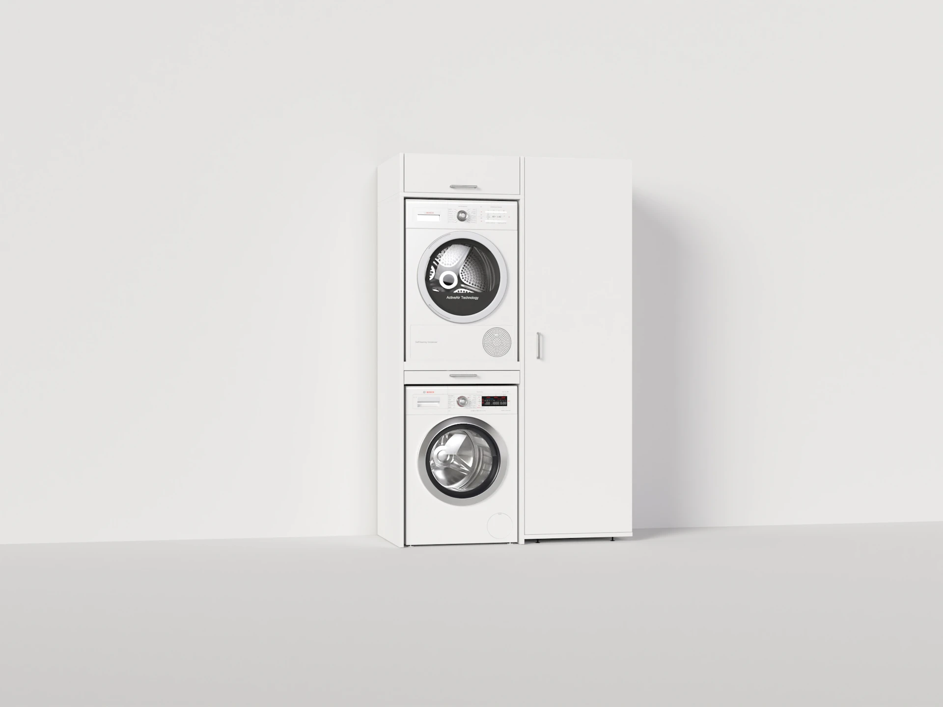 Cabinet for stacking washing machine and dryer in white | 127x207 cm ...