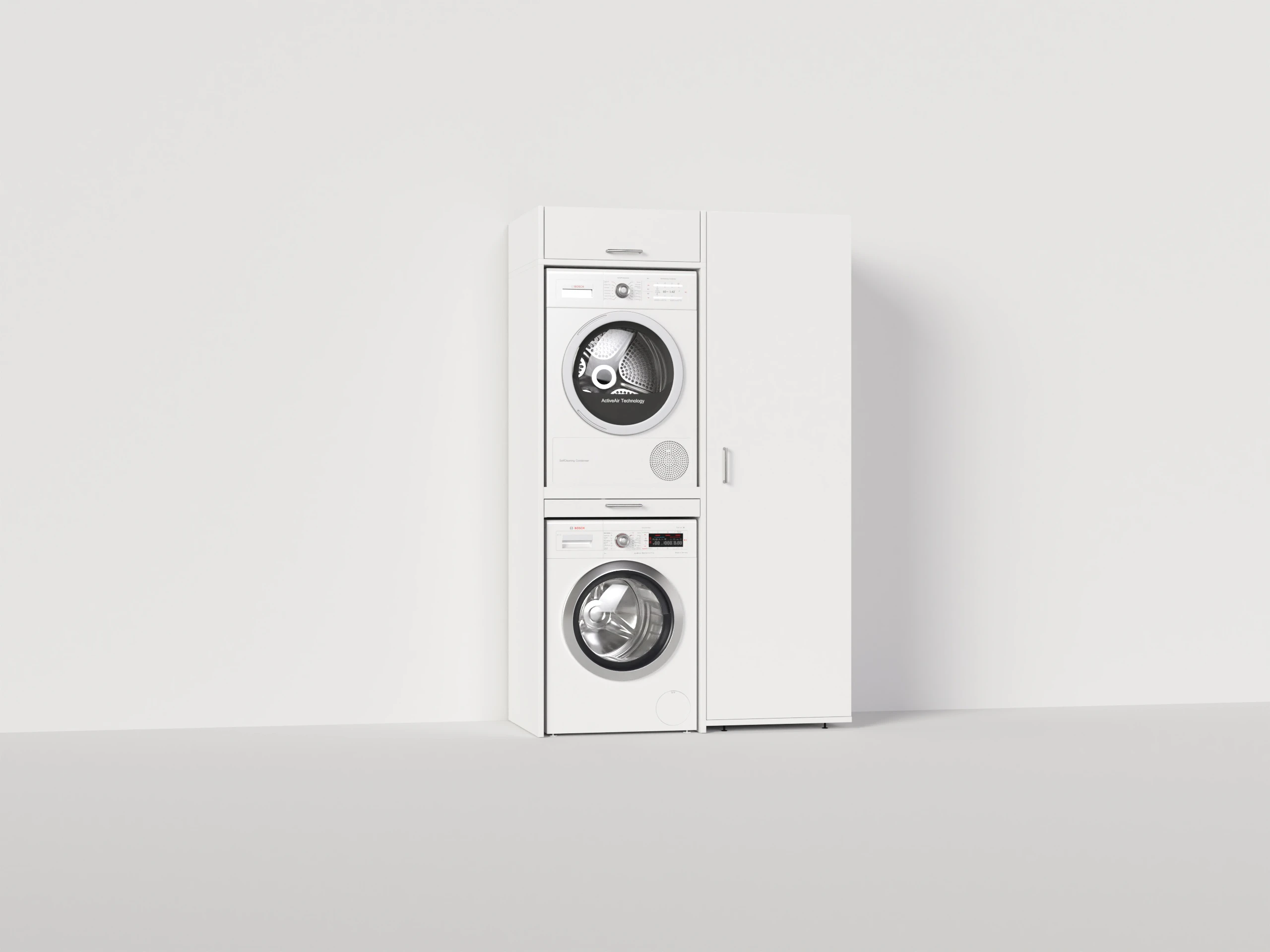 Cabinet for stacking washing machine and dryer in white | 127x207 cm ...