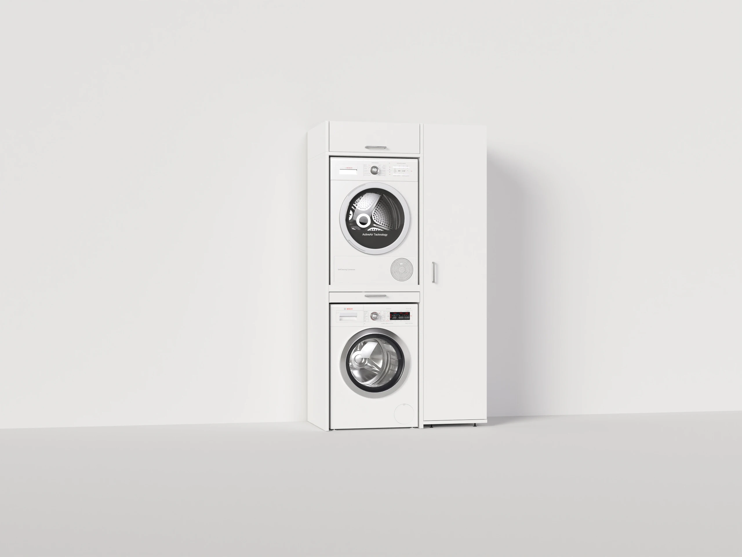 Cabinet for stacking washing machine and dryer in white | 112x207 cm ...