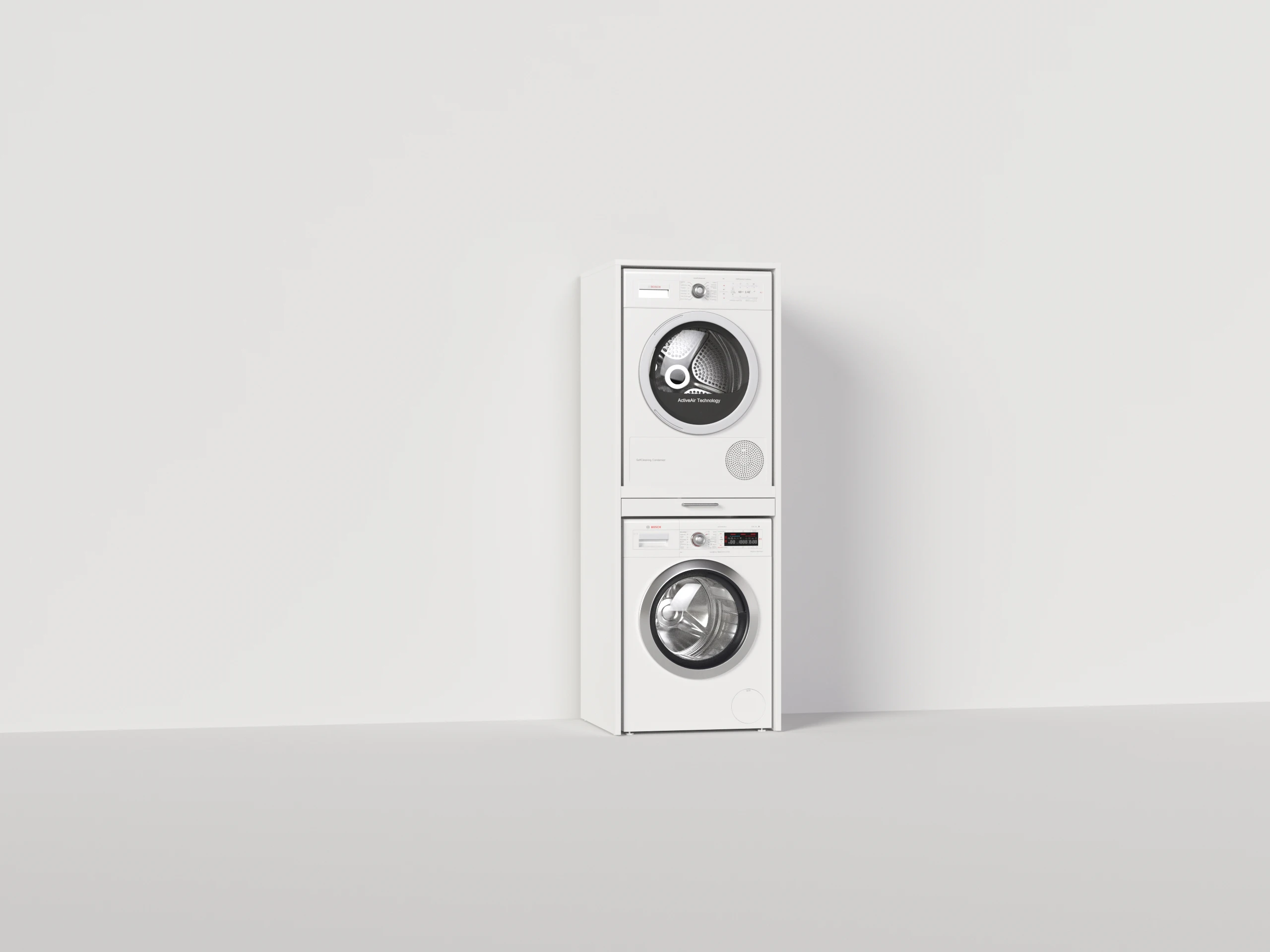 Cabinet for stacking washing machine and dryer in white | 67x185 cm ...