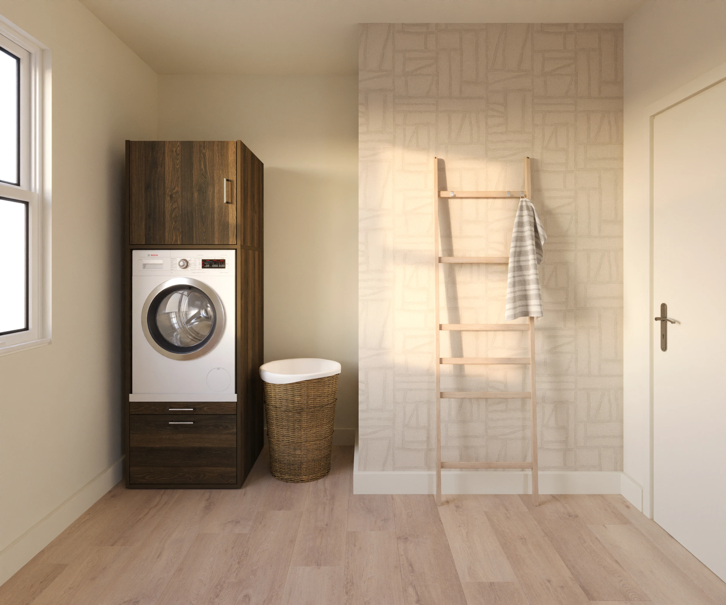 Walnut Washing Washing machine stand in walnut wood look | 67x207 cm / 26.4x81,5 ...