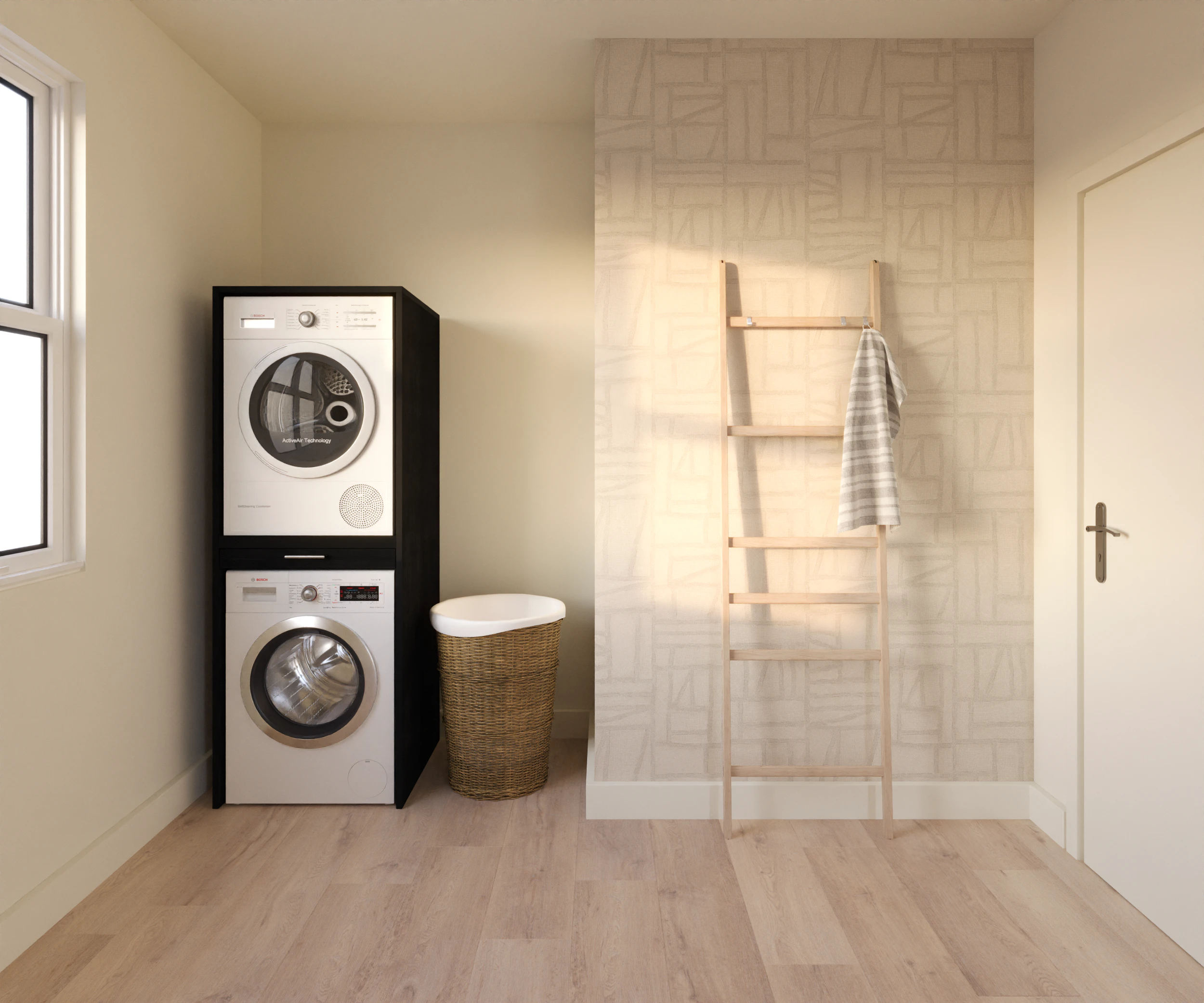 Cabinet for stacking washing machine and dryer in black oak look ...