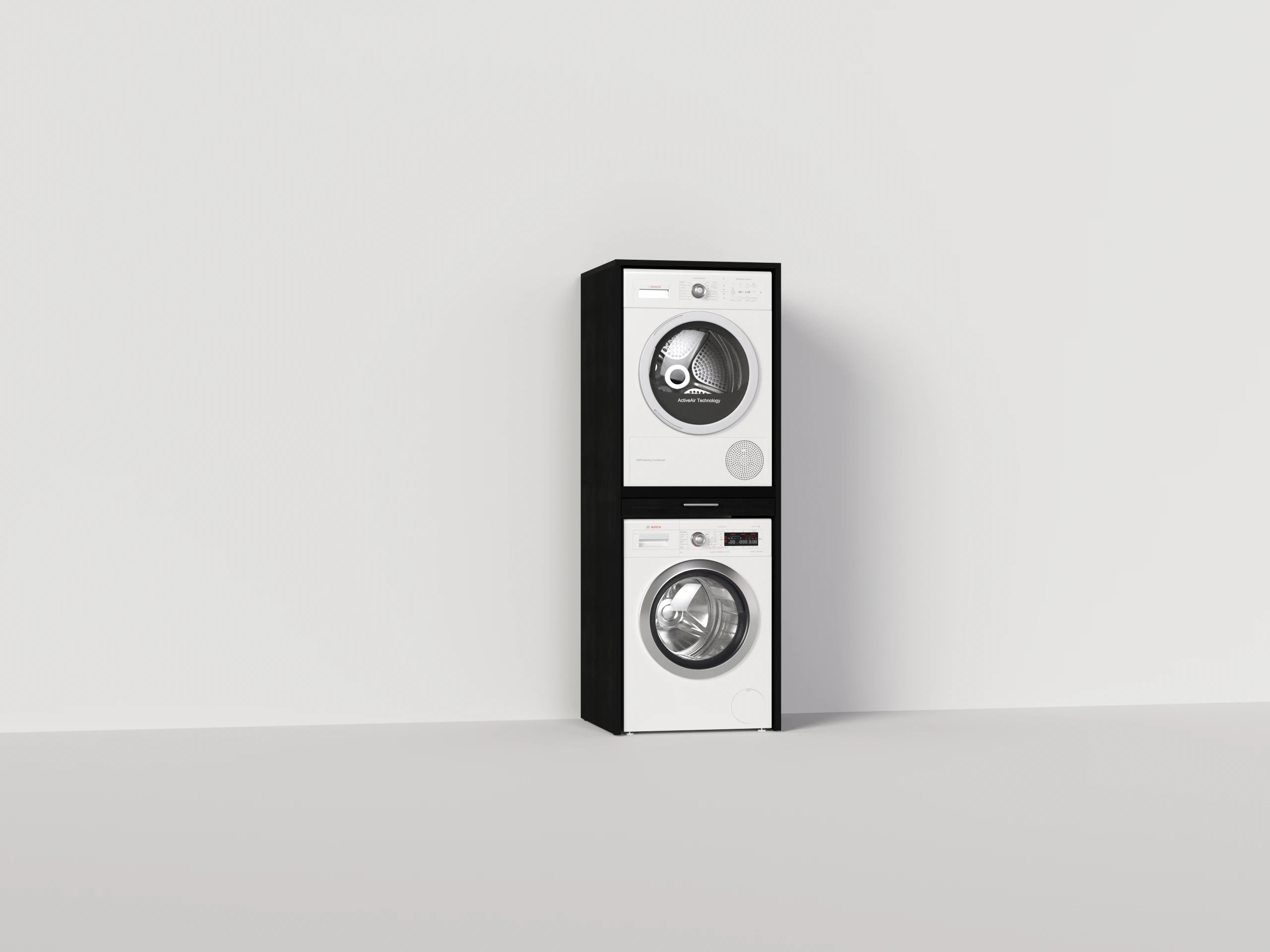 Cabinet for stacking washing machine and dryer in black oak look ...