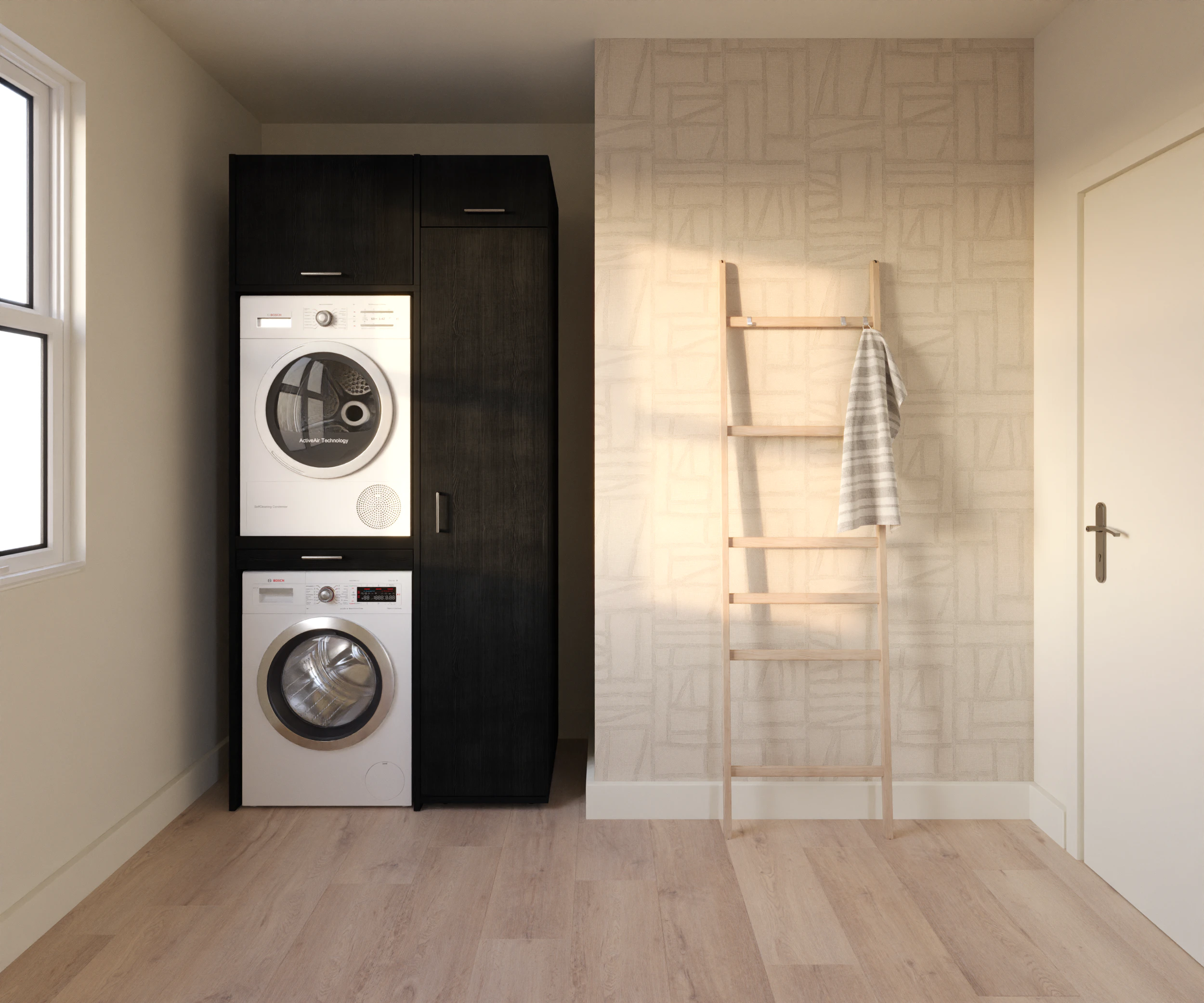 Cabinet for stacking washing machine and dryer in black oak look ...
