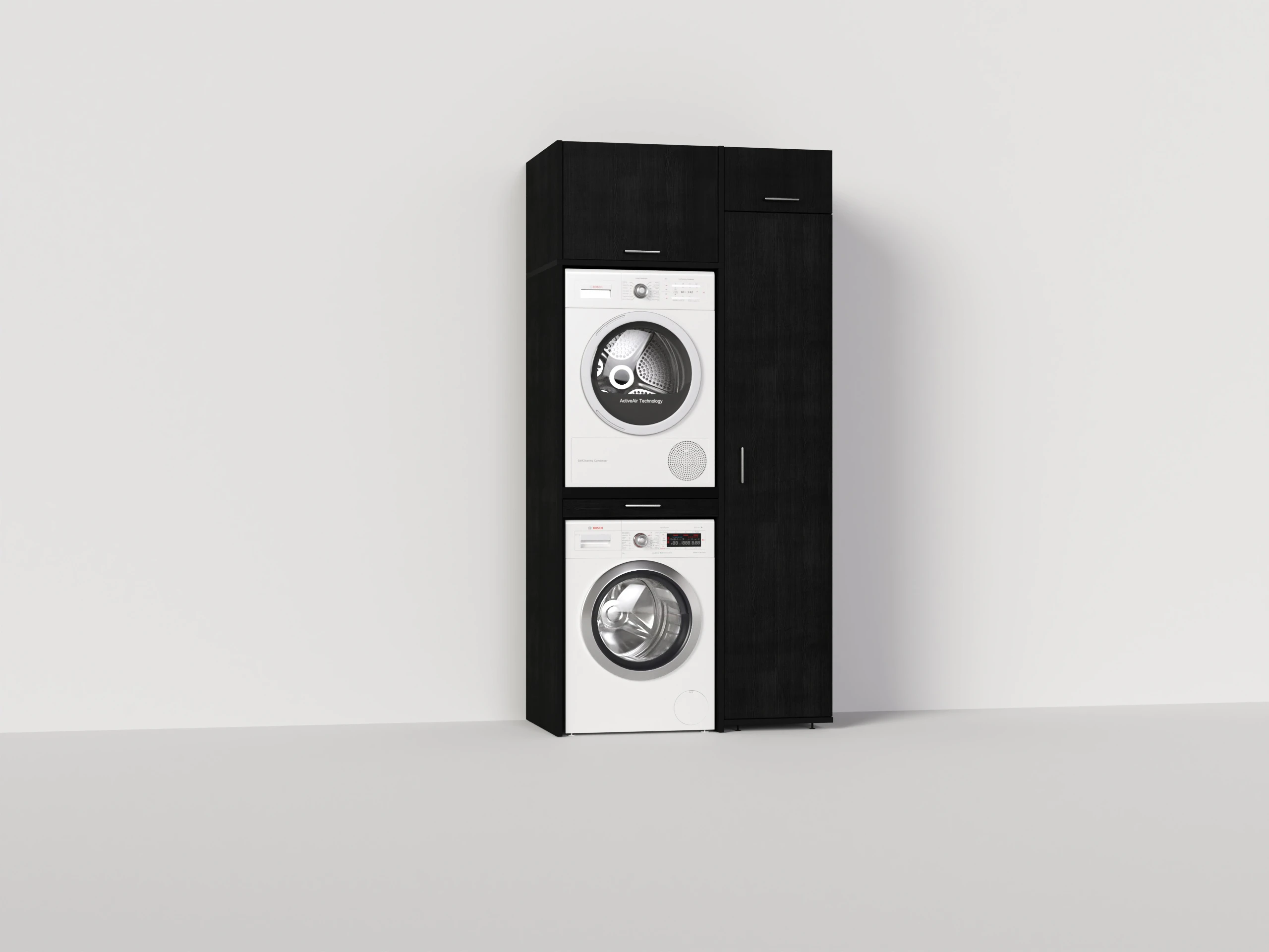 Cabinet for stacking washing machine and dryer in black oak look ...