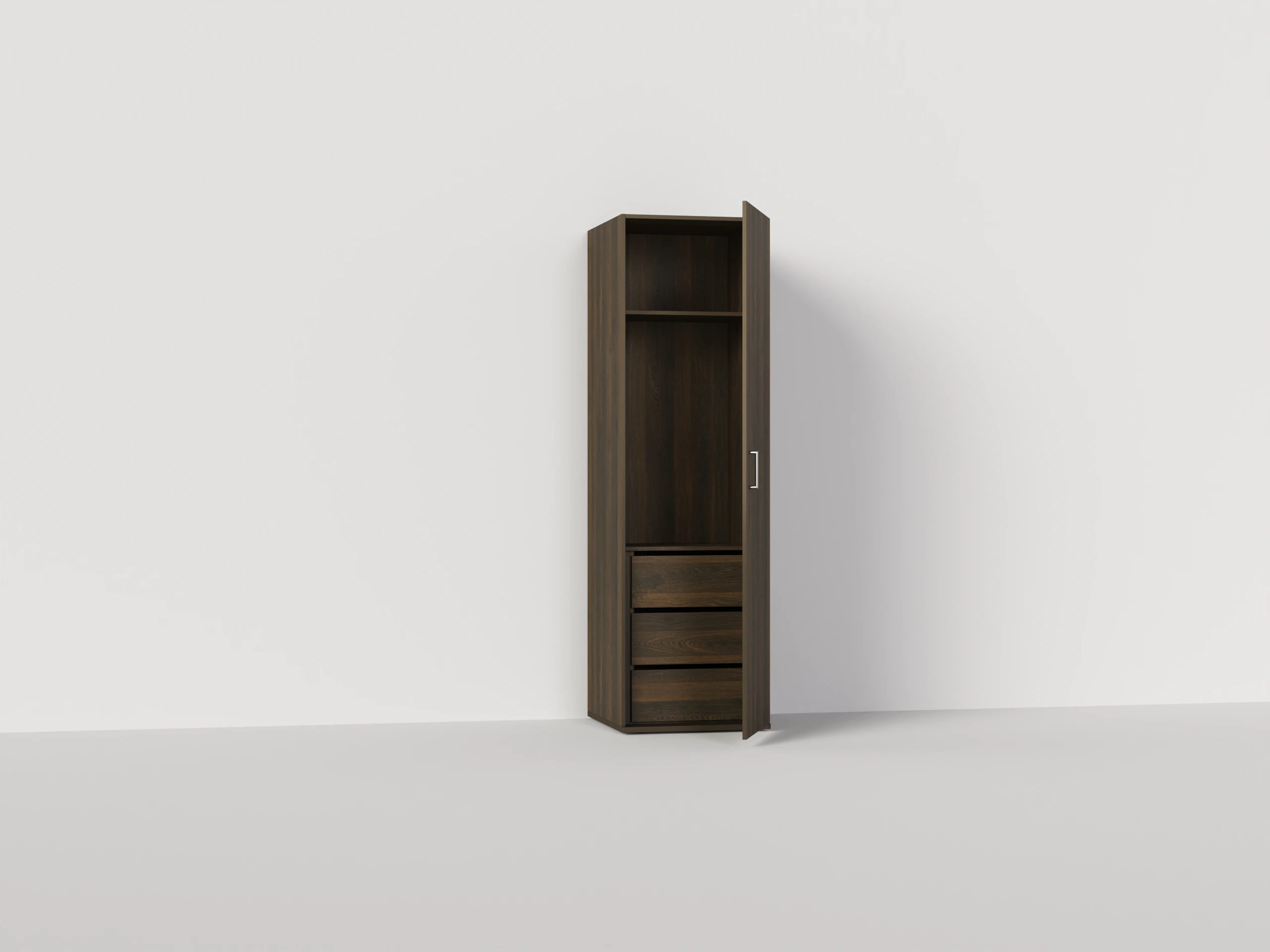 Washtower Walnut Waschturm® tall storage cabinet (207×60 cm), with shelf and clothes rail