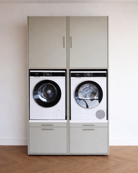 Misorat Waschmaschinen-Überbauschrank – Höhenverstellbar (90–105 Cm), 400 Kg Tragkraft, Aus E1-Platte & Stahlrohr, Platzsparend