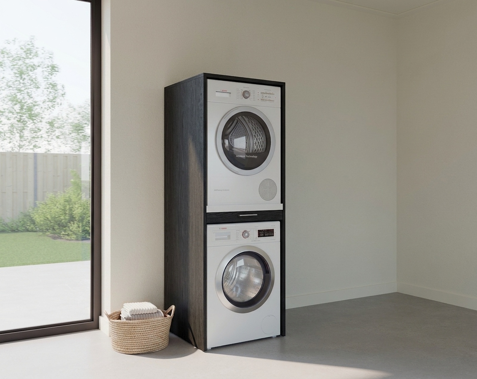 Cabinet for stacking washing machine and dryer in black oak look ...