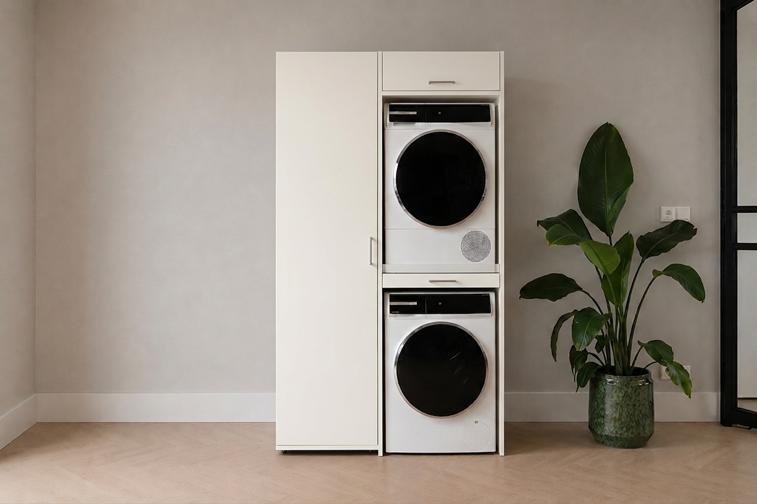 Cabinet for stacking washing machine and dryer in white | 127x207 cm ...