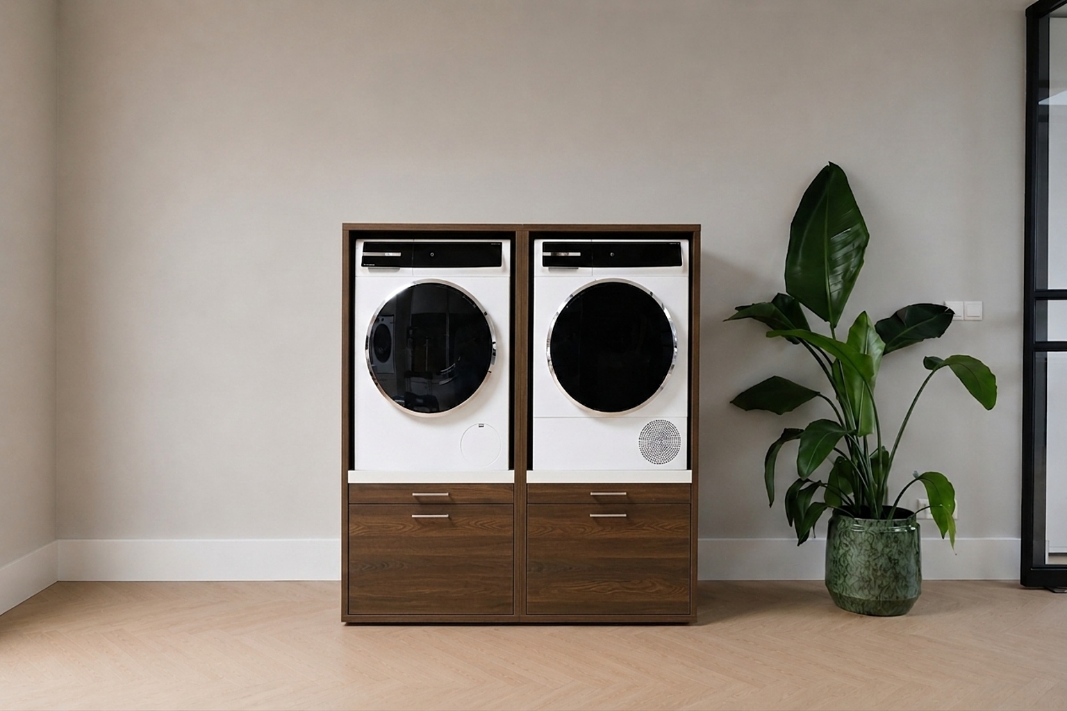 Washer & Dryer Cabinet 134x146 cm Walnut | Washtower®