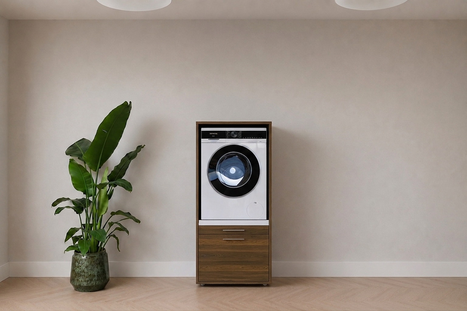 Étagère machine à laver 67x255 cm Noyer | Washtower™