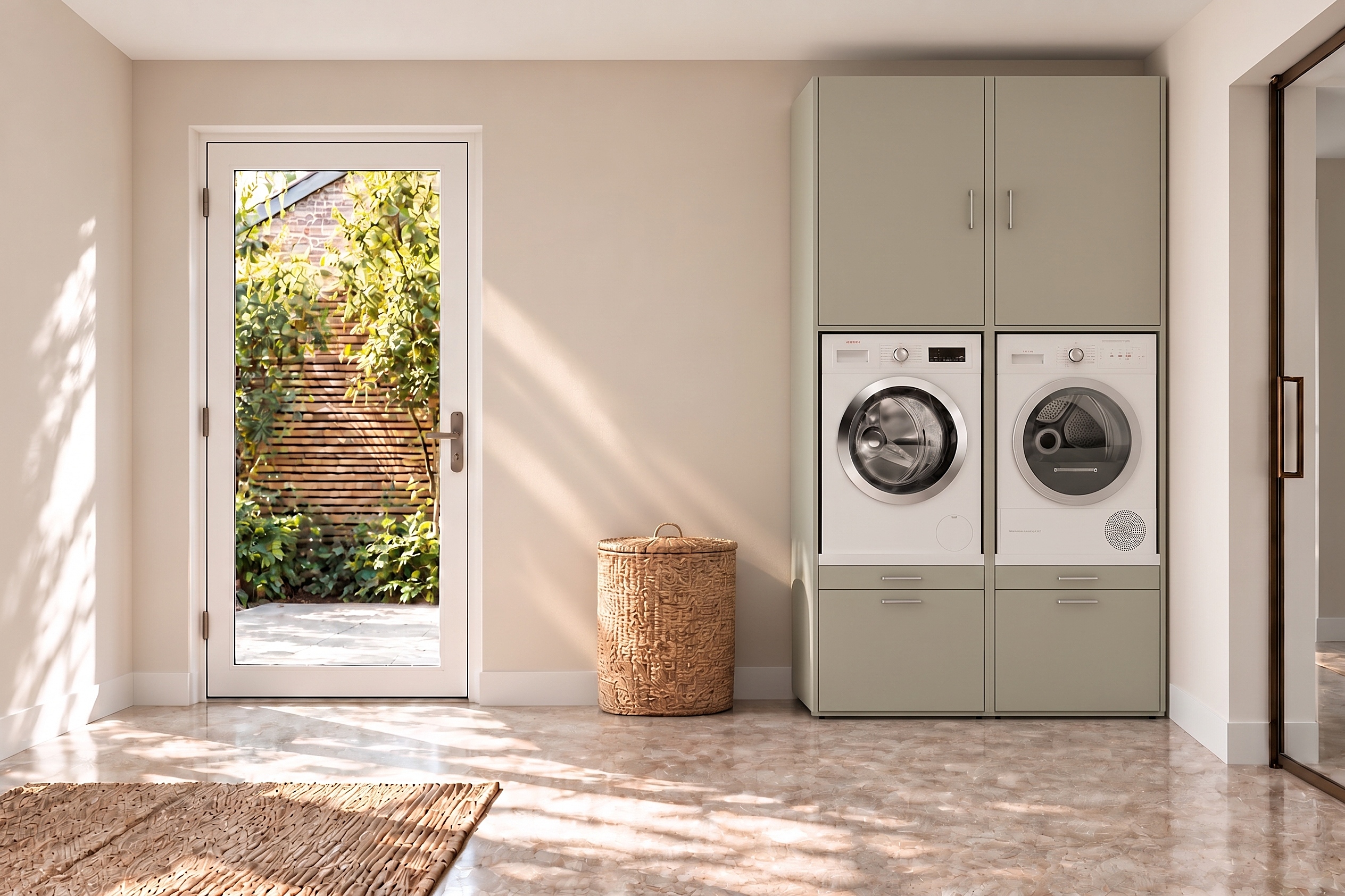 Washer & Dryer Cabinet 134x255 cm Sage Green | Washtower®