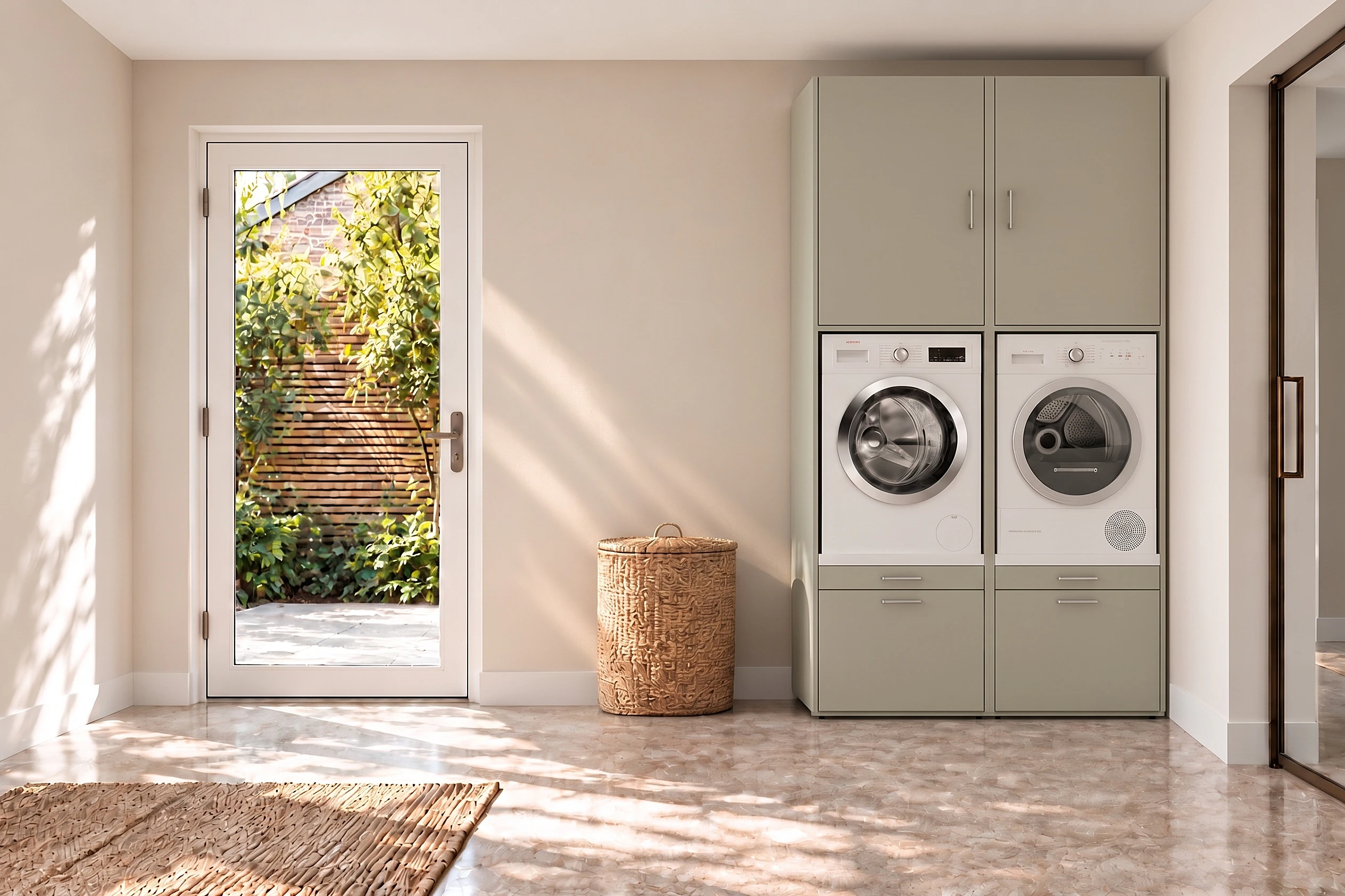 Green Machine Language Stand Washer & Dryer Cabinet 134x255 cm Sage Green | Washtower®