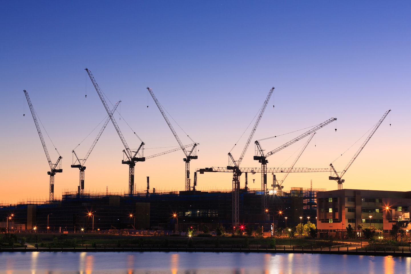 Construction site at night