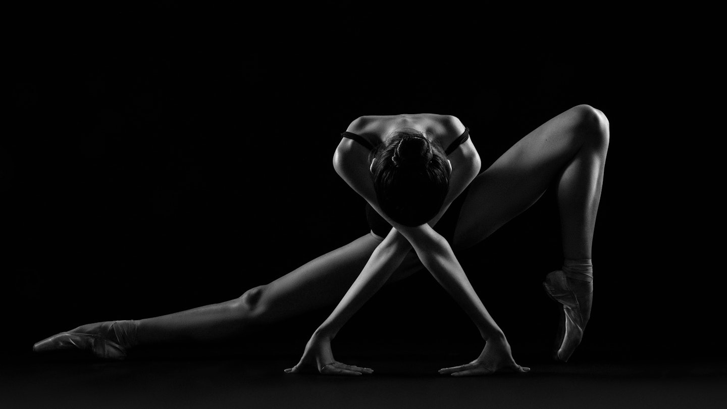 Black and white ballet pose