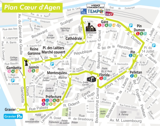 Plan de la navette Coeur d'Agen