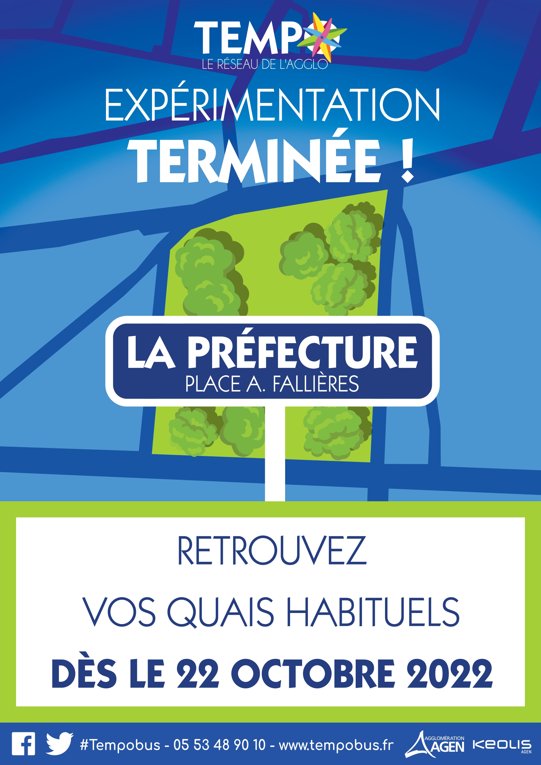 Affiche " reprise des quais habituels le 22 octobre 2022"