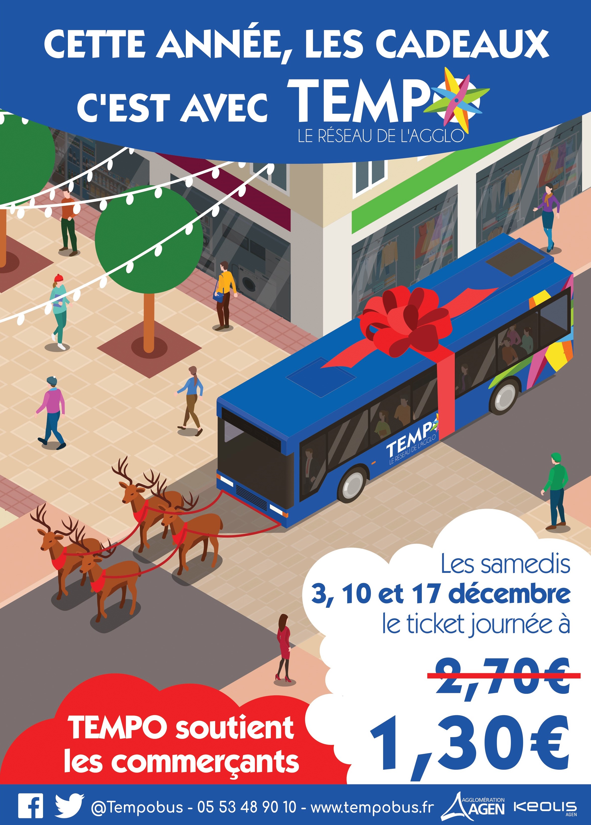Affiche promotionnelle pour un ticket journée au prix d'un ticket 1 voyage pour le noël 2022 