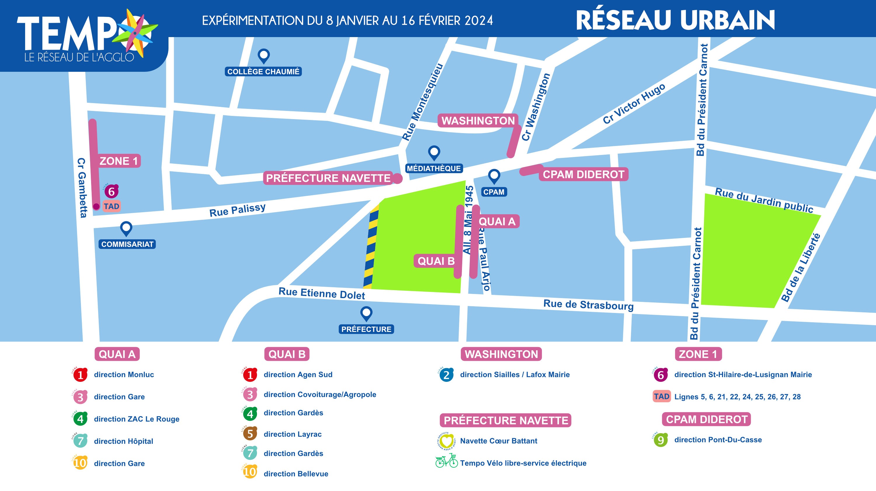 Plan de situation place armand fallières pendant l'expérimentation
