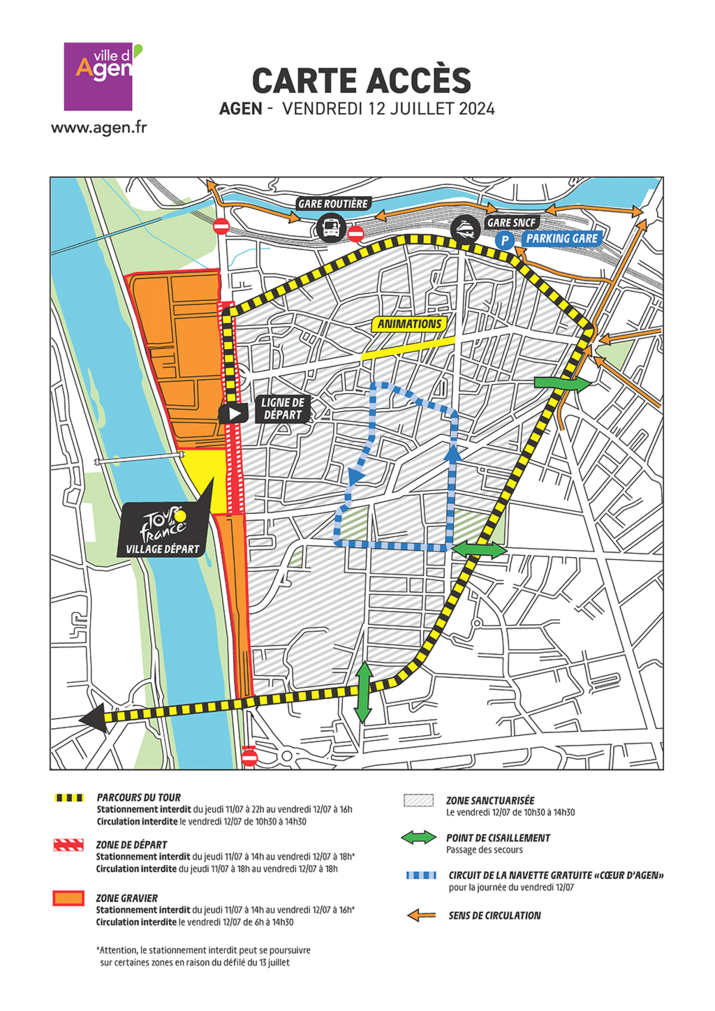 Plan de circulation de la navette coeur d'Agen