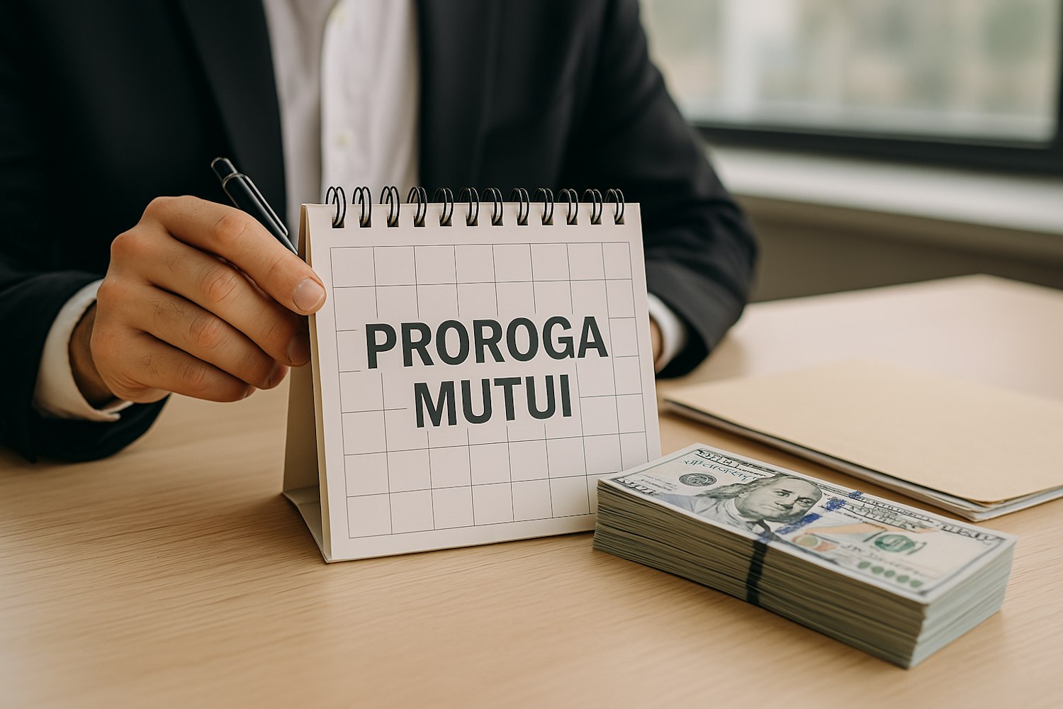 Foto di mano che tiene un calendario con la scritta proroga mutui