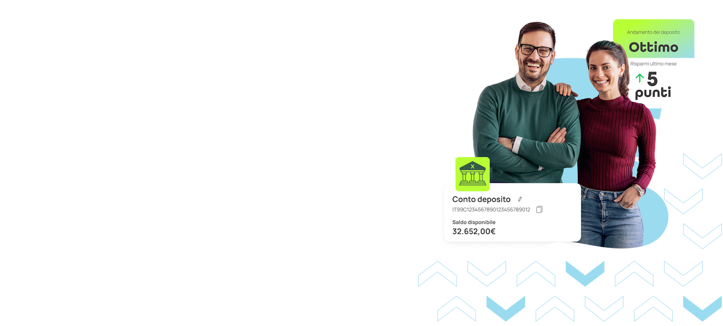 Coppia di giovani ragazzi e interfacce conto deposito