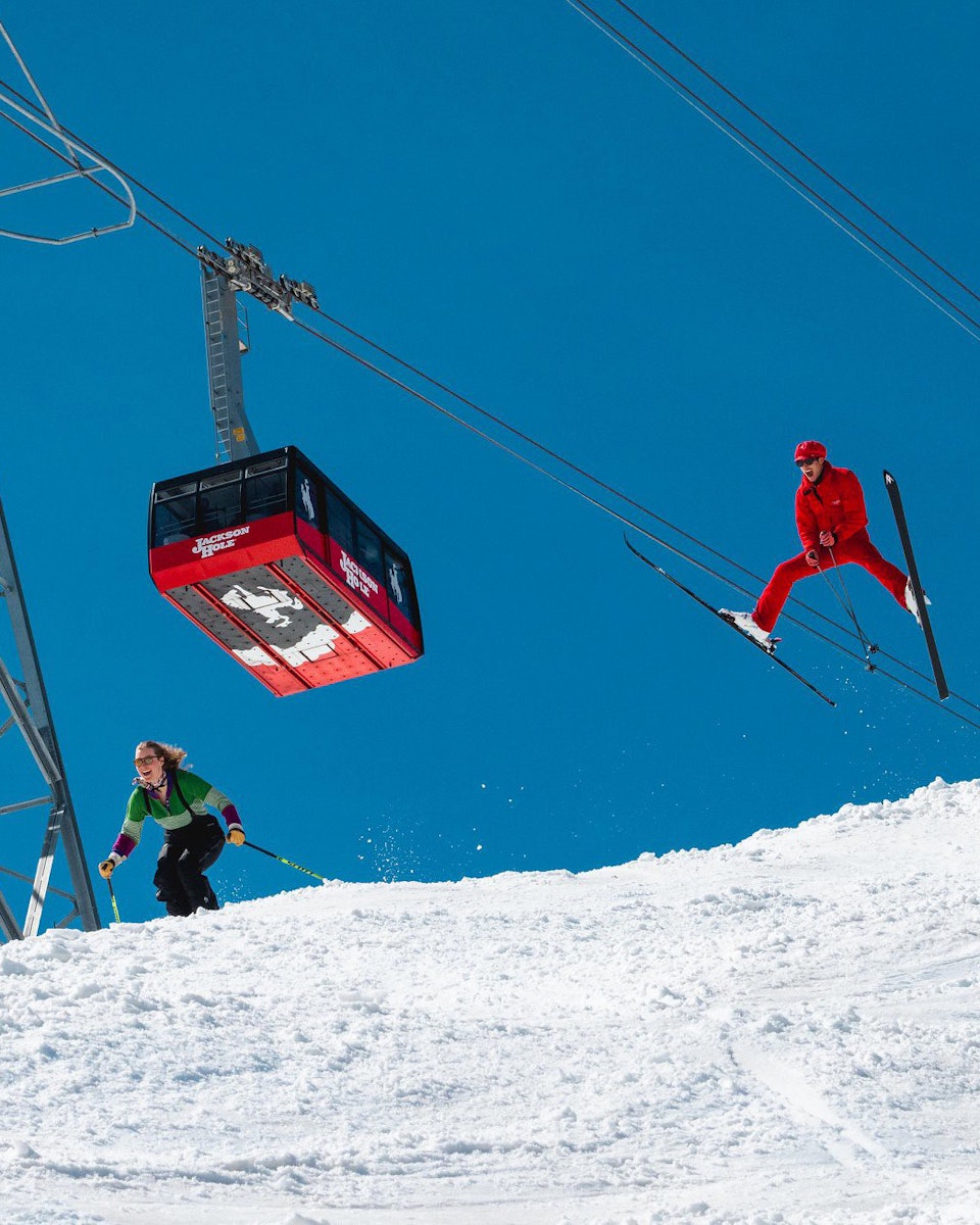 skiing in deep powder