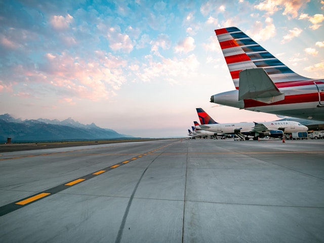 Planes parked at Jackson Hole airport