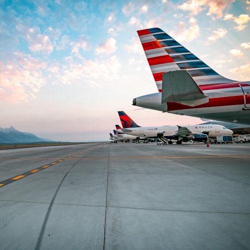 Planes parked at Jackson Hole airport