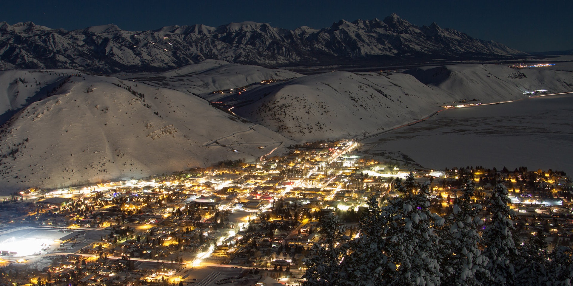 Town of jackson at night