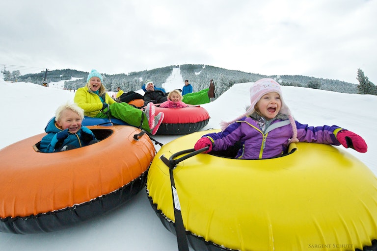 Kids snow tubing